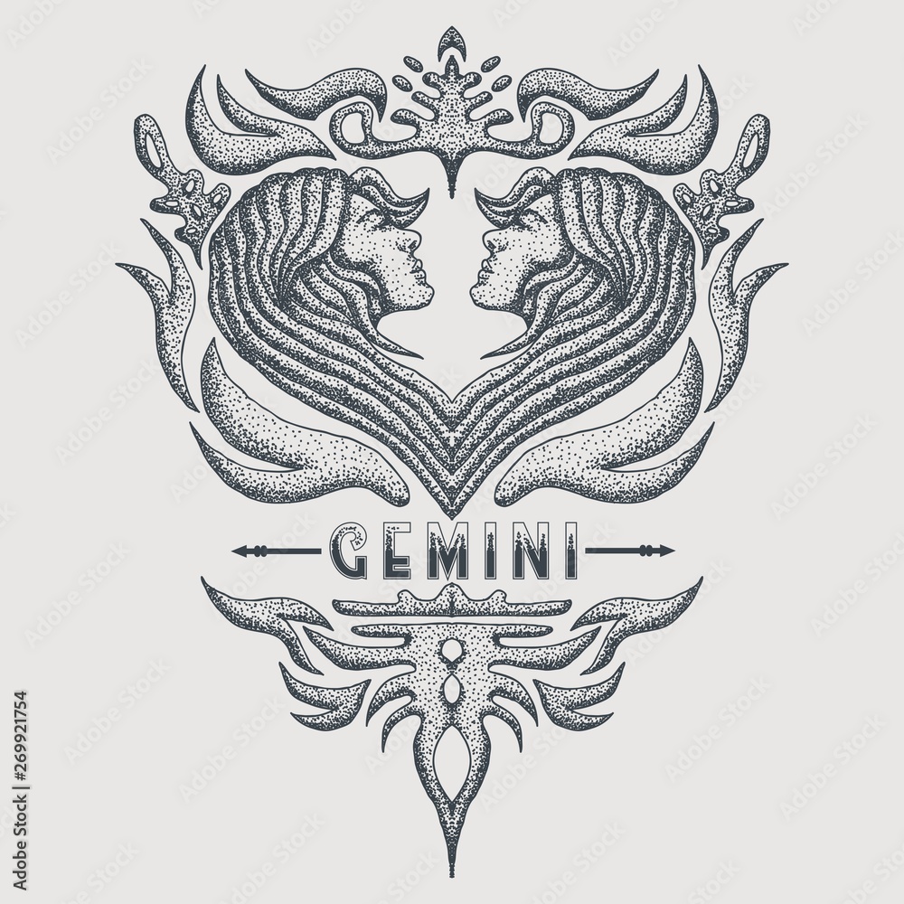 gemini zodiac vintage vector illustration