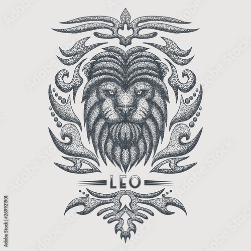 leo zodiac vintage vector illustration