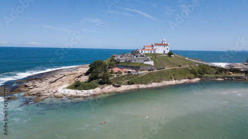 Beautiful aerial view of church and beach