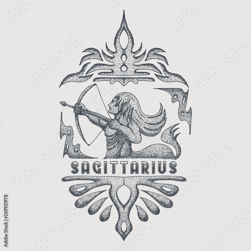 sagittarius zodiac vintage vector illustration