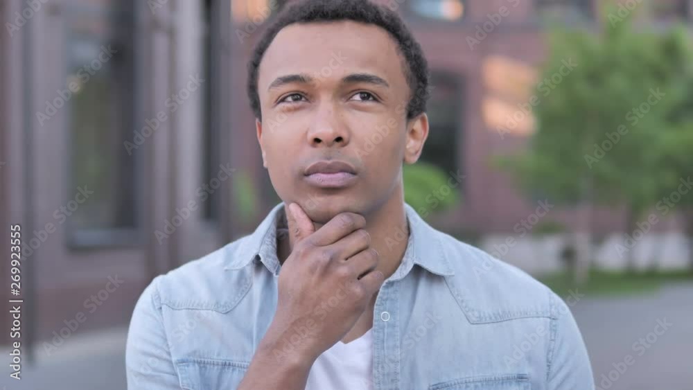 Outdoor African Man Thinking New Idea