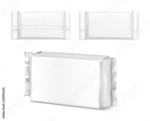 Blank flow pack isolated on white background. Vector illustration. Pack can be used in the adv, promo, packadge, etc.	