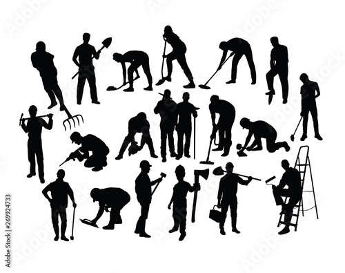  Various Types of Silhouettes for Working People, art vector design