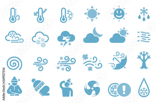 Cold feeling. Winter seasons that affects the environment and people.