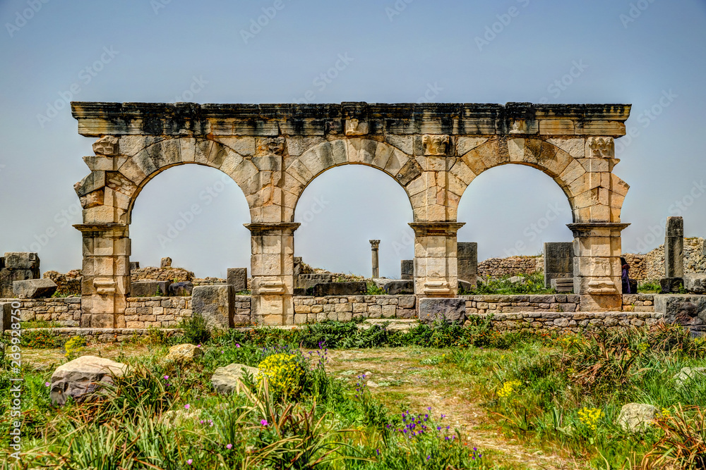 Sights around the Roman ruins of Volubulis in Morocco