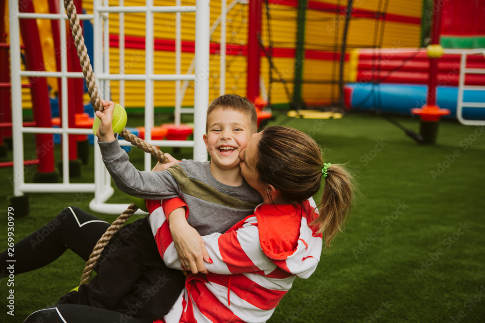 Obraz premium Child and mother in the playroom