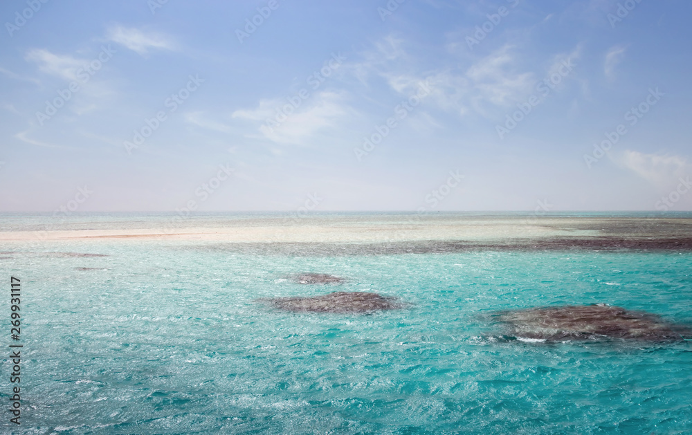 Red sea white sandy island. Egypt, Sharm El Sheikh.