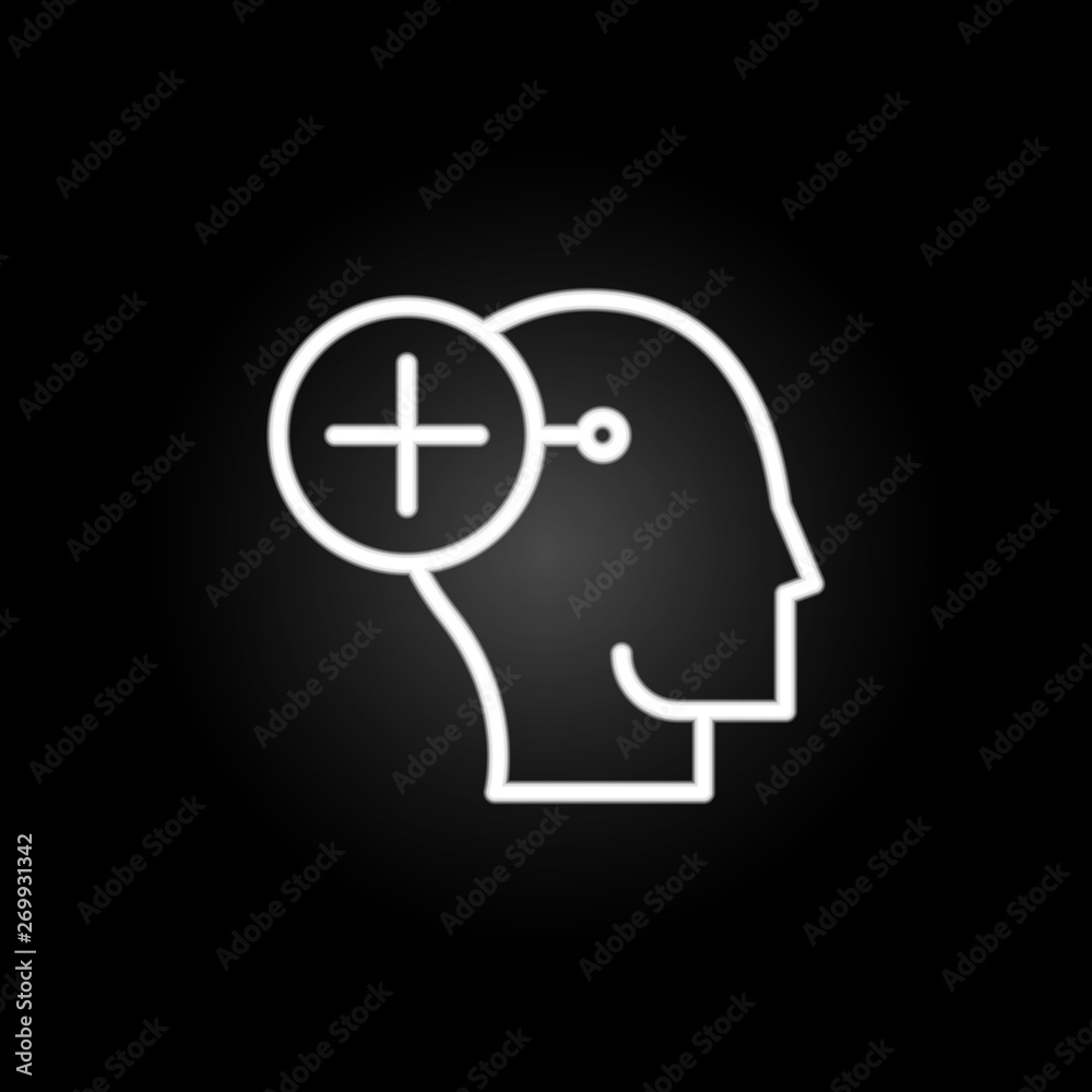 thinking, head, plus, think neon icon. Elements of positive thinking set. Simple icon for websites, web design, mobile app, info graphics thinking, head, plus, think neon icon. Elements of positive thinking set. Simple icon for websites, web design, mobile app, info graphics