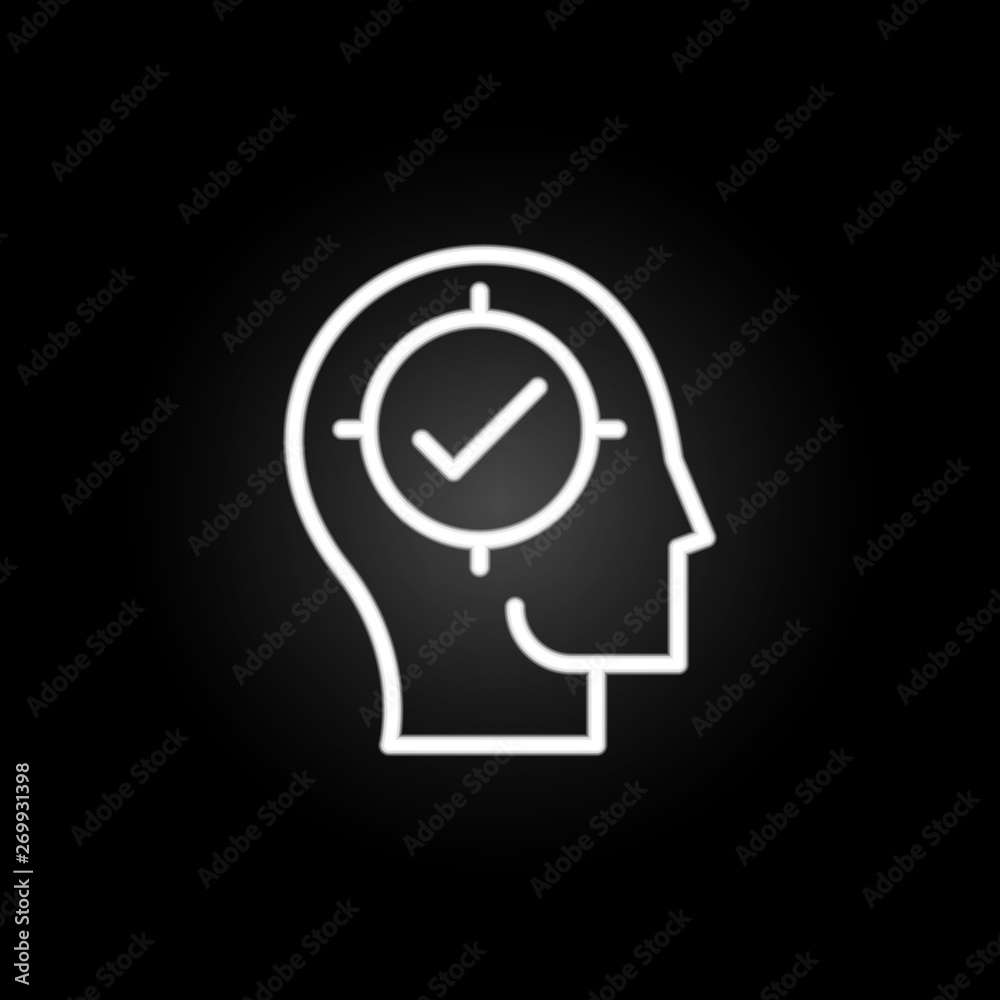 thinking, head, target, check, positive neon icon. Elements of positive thinking set. Simple icon for websites, web design, mobile app, info graphics thinking, head, target, check, positive neon icon. Elements of positive thinking set. Simple icon for websites, web design, mobile app, info graphics