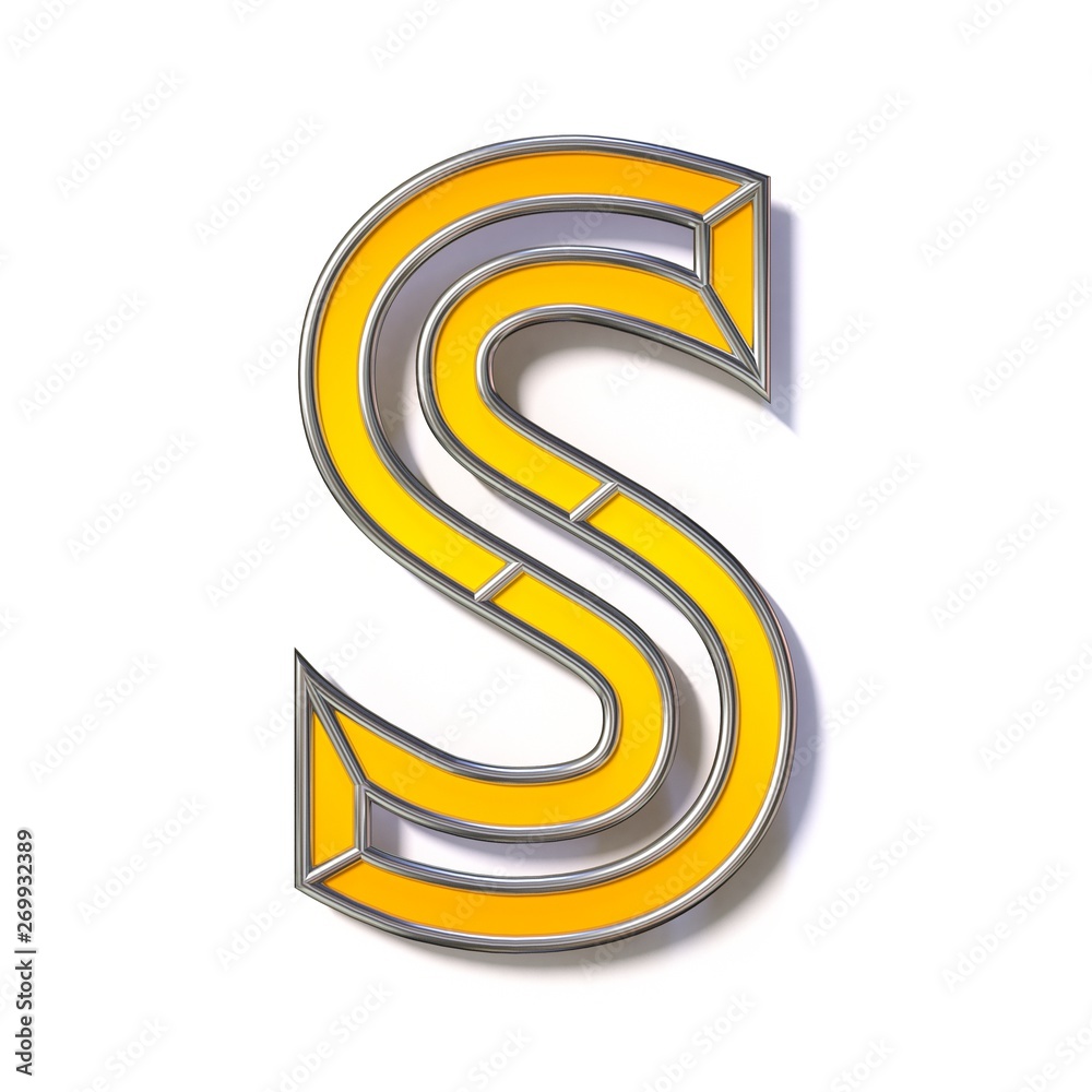 Orange metal wire font Letter S 3D Orange metal wire font Letter S 3D