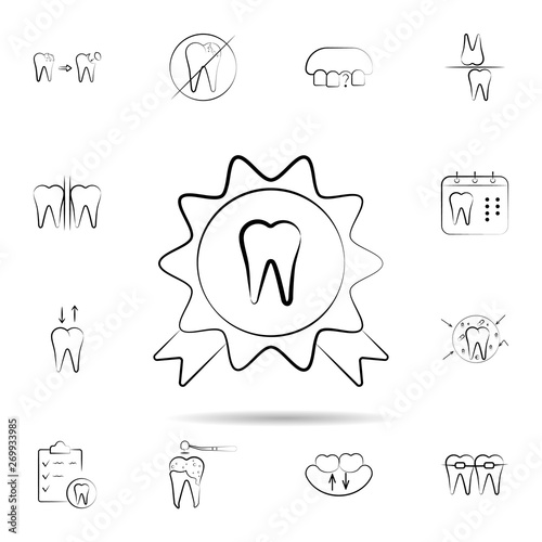 Award, tooth icon. Universal set of dentist for website design and development, app development