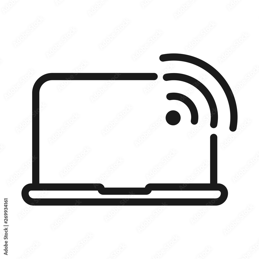 laptop wi-fi - minimal line web icon. simple vector illustration. concept for infographic, website or app. laptop wi-fi - minimal line web icon. simple vector illustration. concept for infographic, website or app.