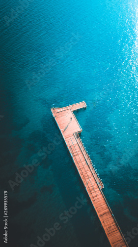 Aerial View of Pier and Ocean