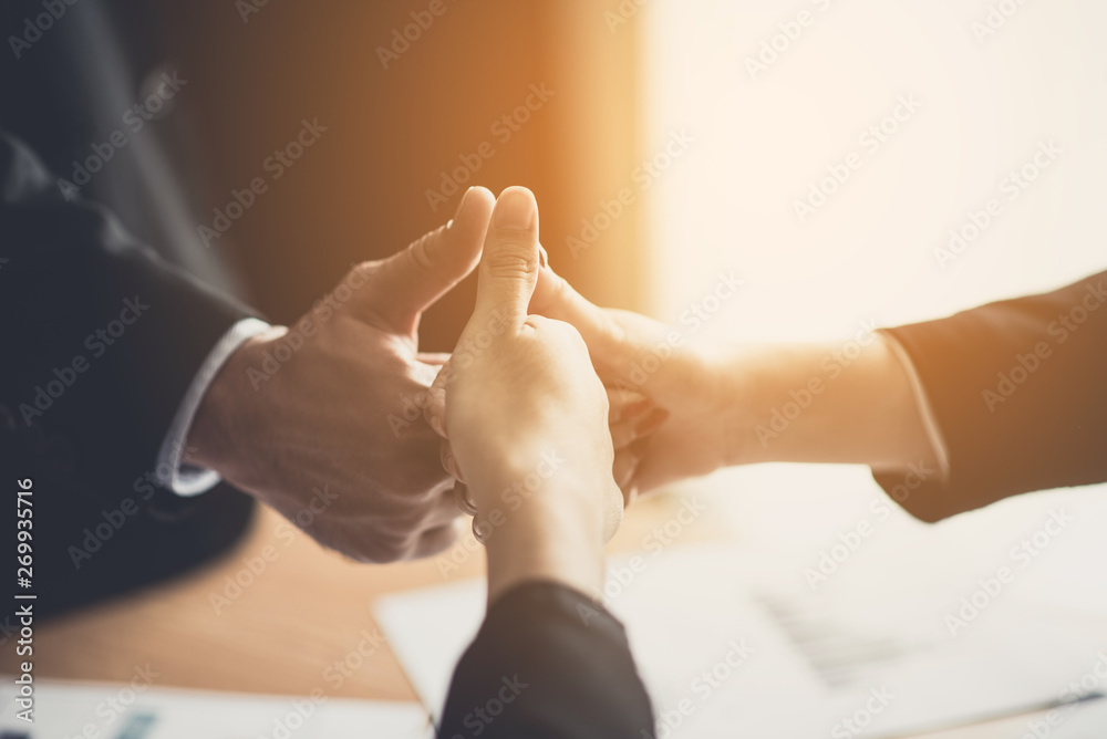 Fototapeta premium success and winning concept - happy business team celebrating victory in office