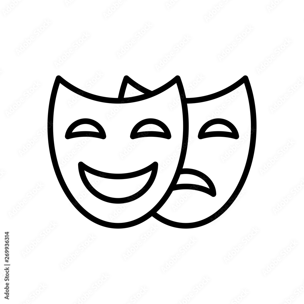 Theater mask icon vector Theater mask icon vector