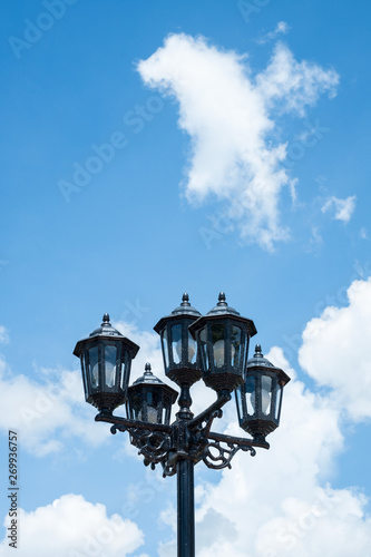 Lamp Post Street Road over blue sky