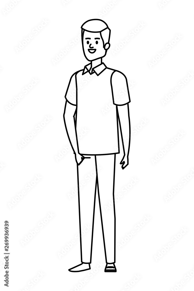 young man avatar character vector illustration