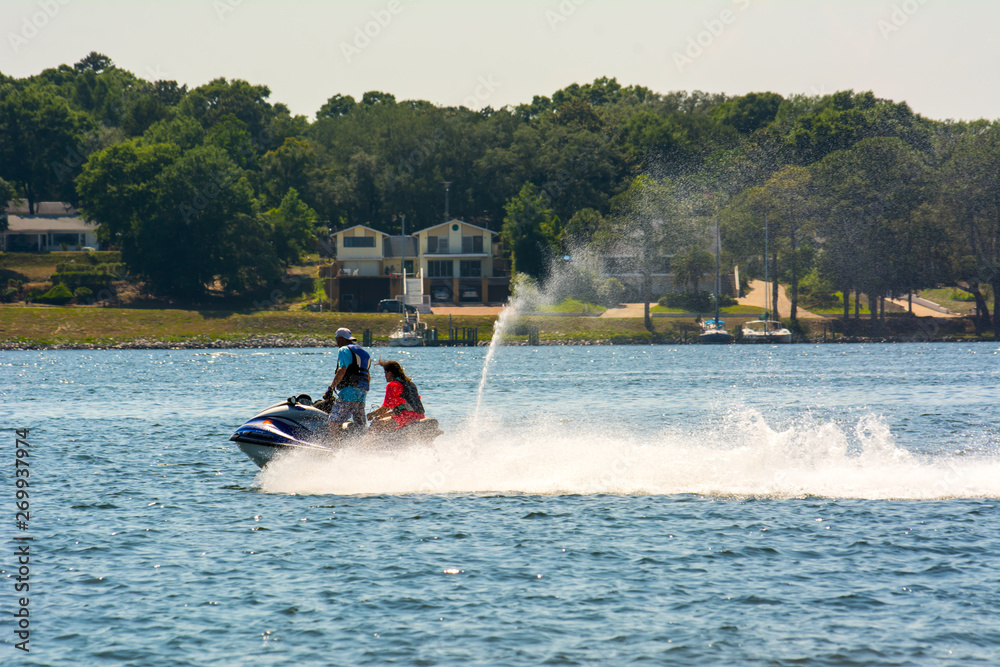 Fototapeta premium People Enjoying with Jet Boating at Sea in Florida