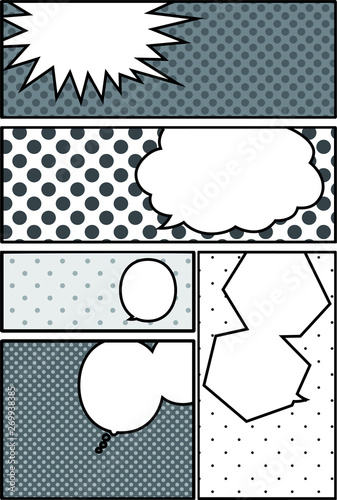 Illustration of a Monochrome color cartoon frame with dot pattern with Comic balloon 