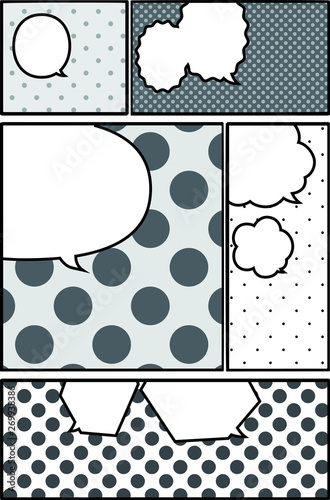 Illustration of a Monochrome color cartoon frame with dot pattern with Comic balloon 
