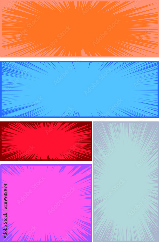 Illustration of a vivid color cartoon frame with flash Background 