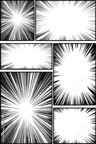 Illustration of a cartoon frame outline with flash Background  © YUKI　MURATA