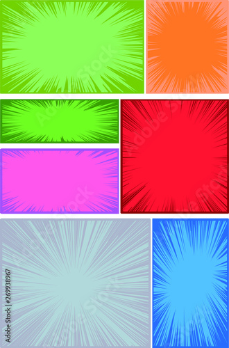 Illustration of a vivid color cartoon frame with flash Background  © YUKI　MURATA