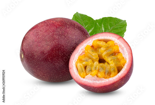 Passion fruit isolated on the white background. full depth of field