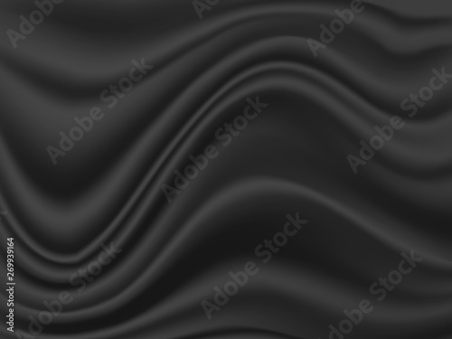 Black fabric wave or wavy texture background