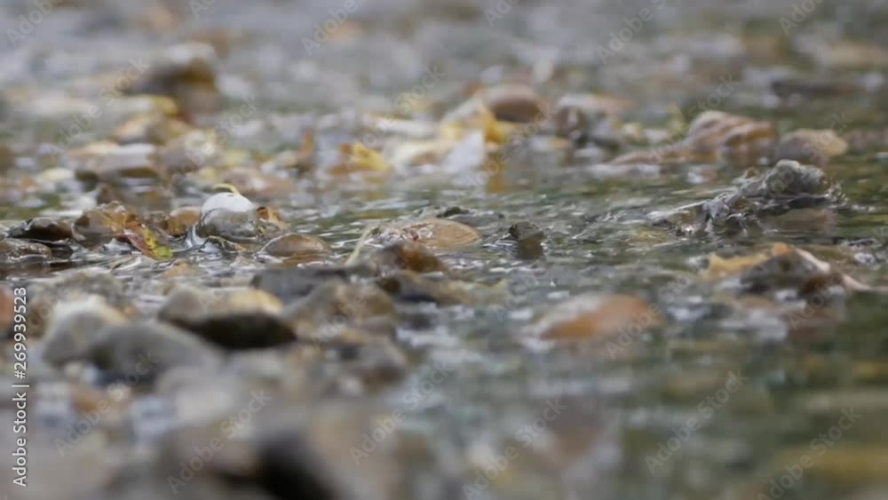 A close up of water going through pebbles through a stream A close up of water going through pebbles through a stream