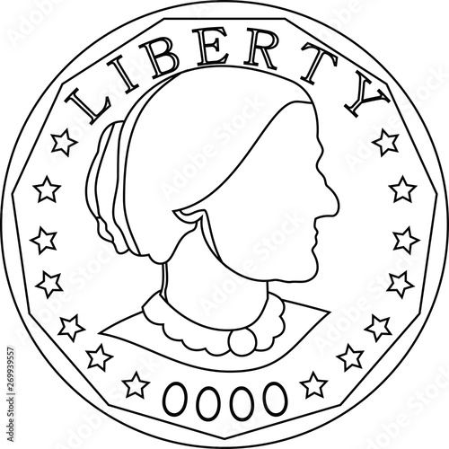 US American 100 cent coin outline
