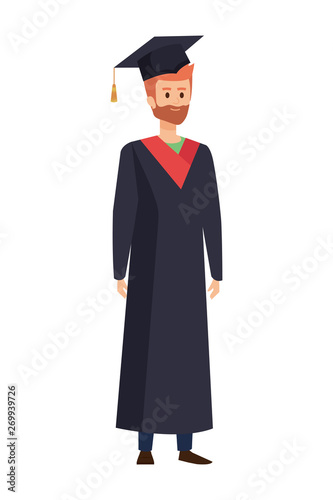young man student graduated with beard