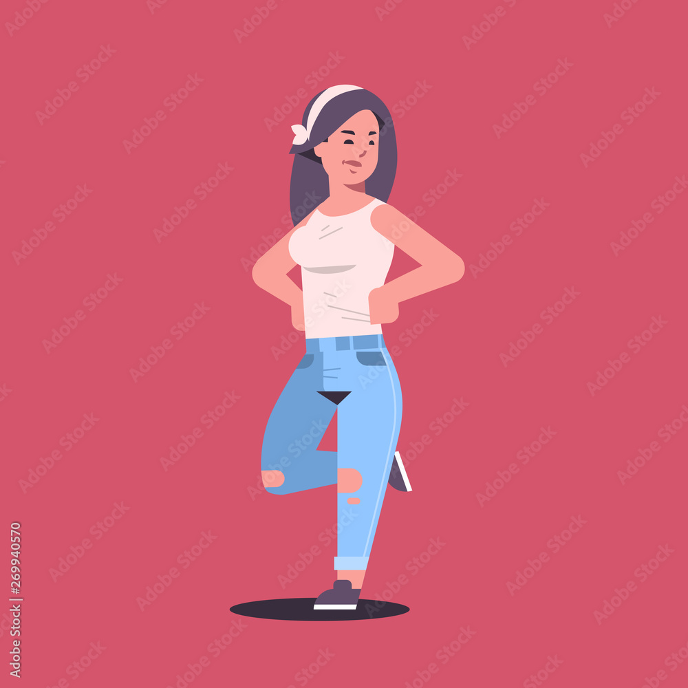 Full Length Portrait Cheerful Casual Girl Posing While Standing Looking  Stock Photo by ©Vadymvdrobot 202691764