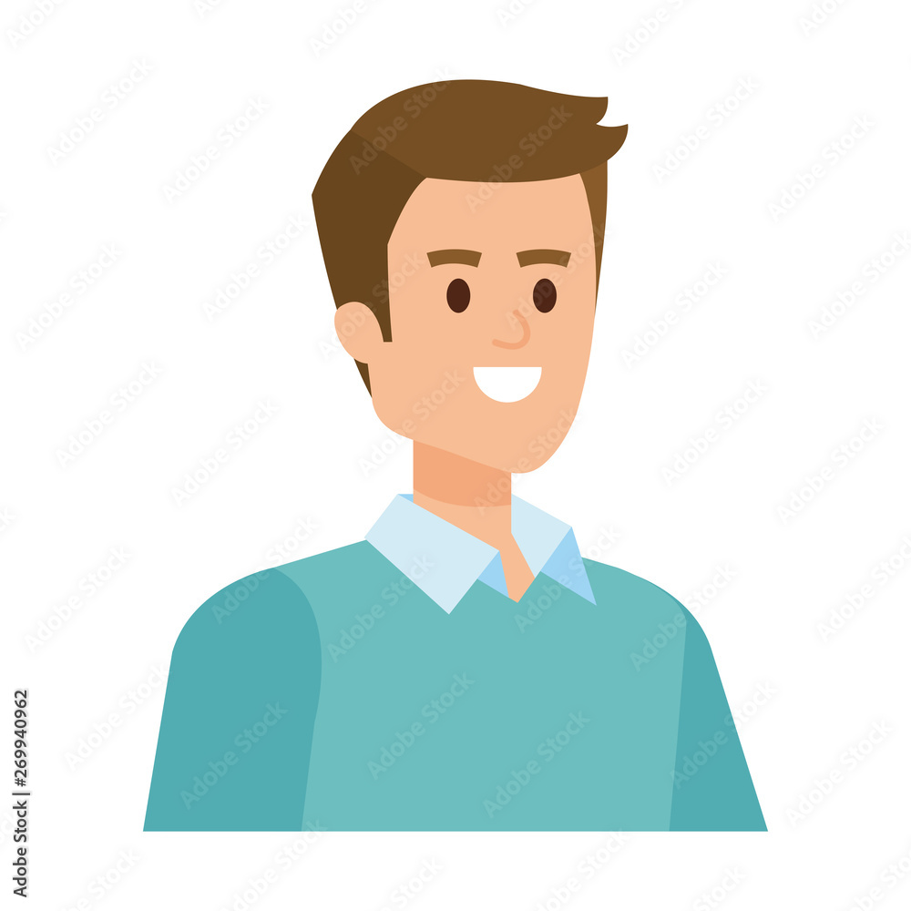 young man avatar character vector illustration