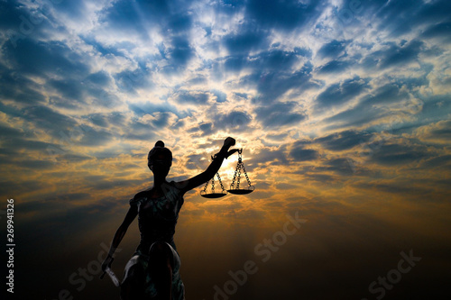 Silhouette Lady of Justice and light of God 