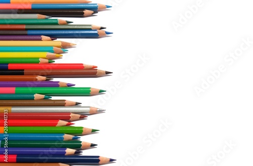 Color pencils isolated on white background. copy space with colored pencils