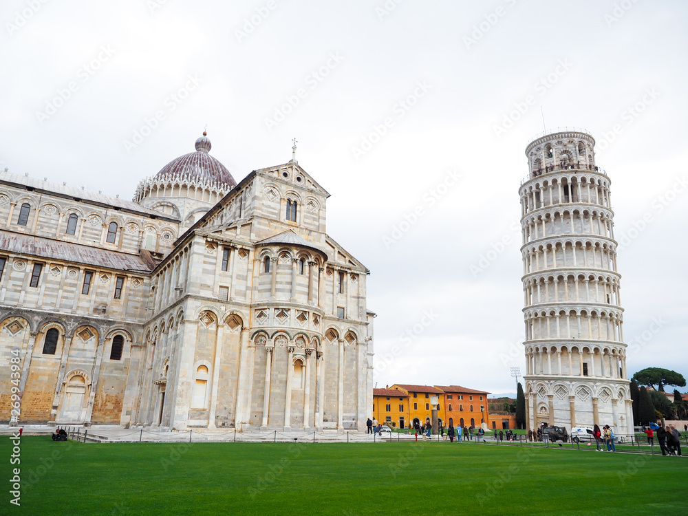 Tourists like to go to the Tower of Pisa, Italy.