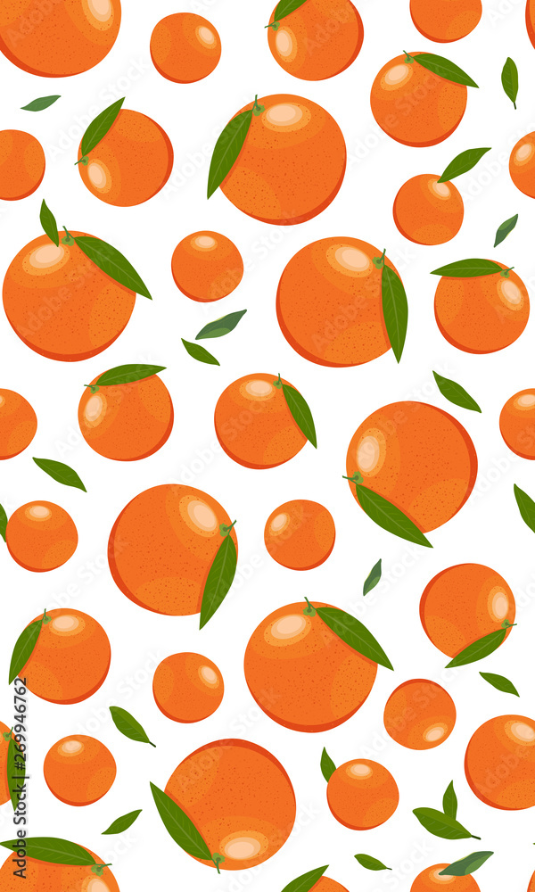 Seamless pattern orange fruits with leaves on white background. Grapefruit vector illustration. Seamless pattern orange fruits with leaves on white background. Grapefruit vector illustration.