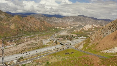 The I-15 from Los Angeles to Las Vegas, near Phelan. Aerial shot. photo