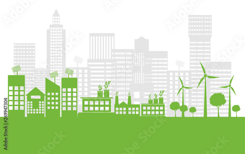 Green ecology city help the world with eco-friendly concept ideas,Vector Illustration