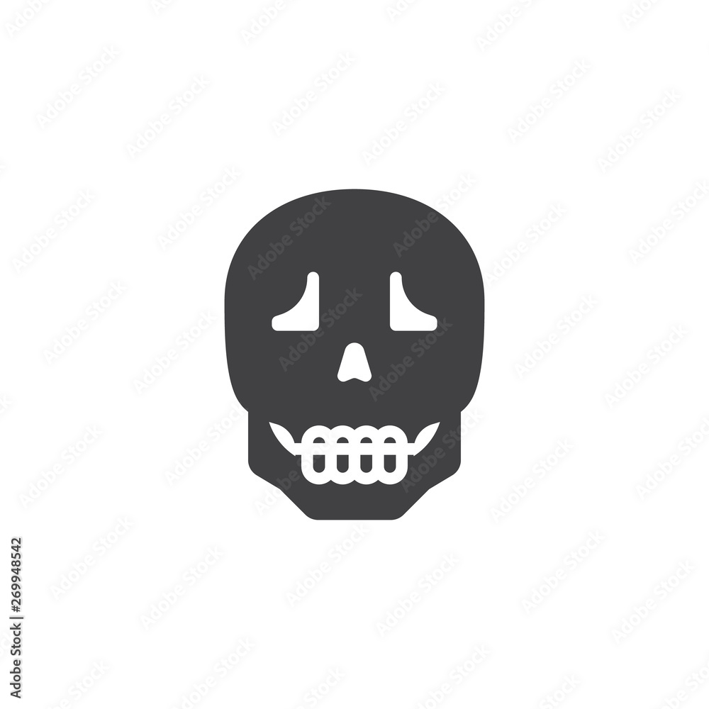 Human skull vector icon. filled flat sign for mobile concept and web design. Skull skeleton glyph icon. anatomy symbol, logo illustration. Vector graphics Human skull vector icon. filled flat sign for mobile concept and web design. Skull skeleton glyph icon. anatomy symbol, logo illustration. Vector graphics