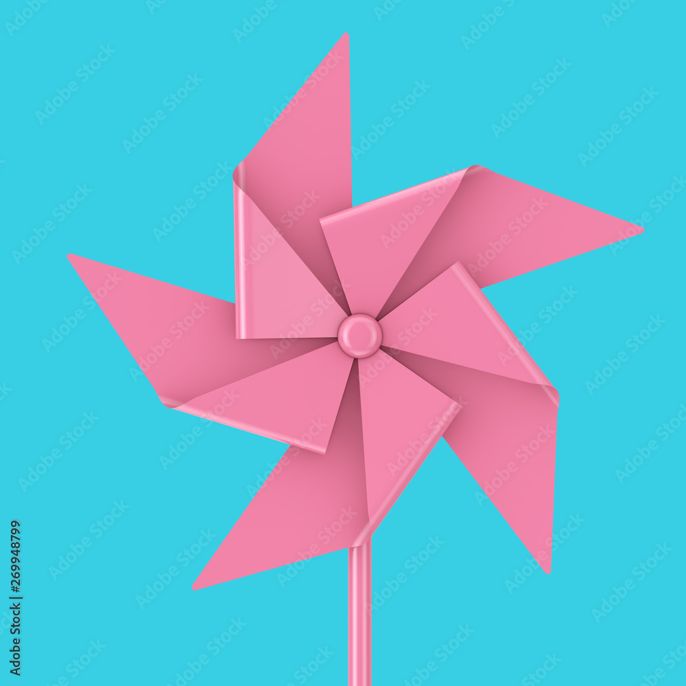Pink Toy Pinwheel Windmill. 3d Rendering