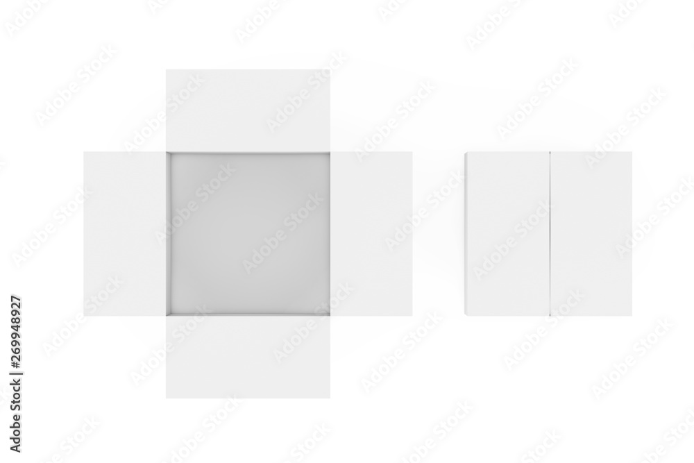 Top View of Opened and Closed White Empty Cardboard Box. 3d Rendering Top View of Opened and Closed White Empty Cardboard Box. 3d Rendering