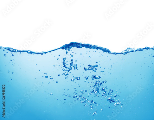 blue water with air bubbles on white background