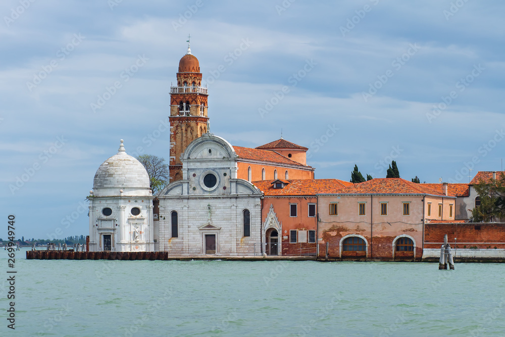 Fototapeta premium San Michele church on a venetian island. Cemetery in Venice, Italy. Church of San Michele in Isola