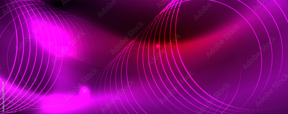 Neon glowing techno lines, hi-tech futuristic abstract background template, vector Neon glowing techno lines, hi-tech futuristic abstract background template, vector