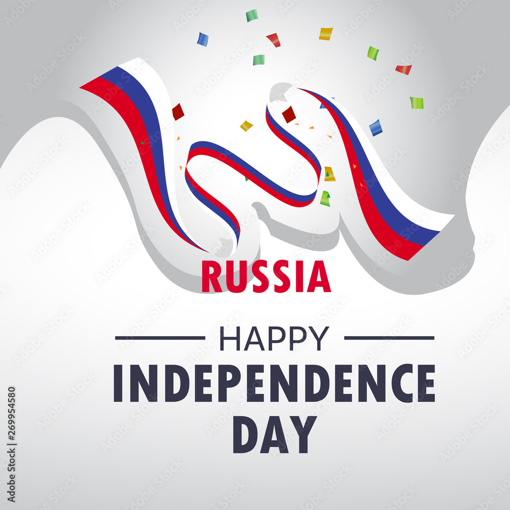 Obraz premium happy russia independence day greeting wallpaper design, with russian flag - Vector