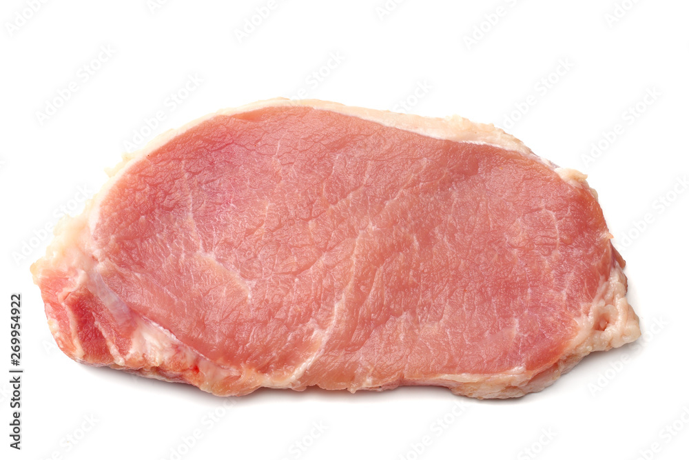 Raw pork meat isolated on white background