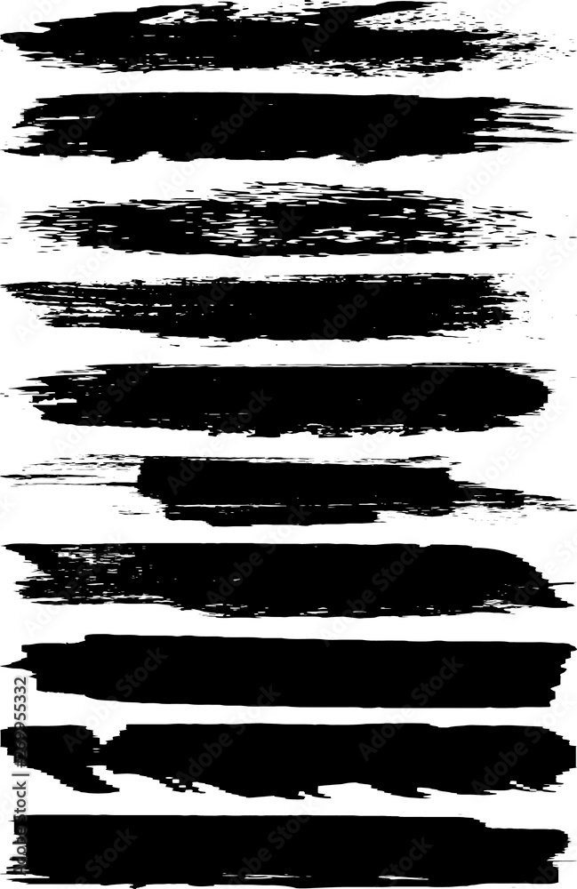 Vector brush set. Black paint strokes isolated on white background Vector brush set. Black paint strokes isolated on white background