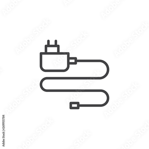 Mobile phone charger line icon. linear style sign for mobile concept and web design. Power adapter outline vector icon. Symbol, logo illustration. Vector graphics